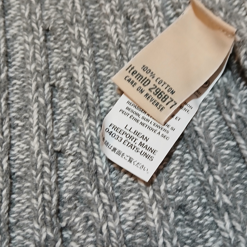 L.L. Bean Women's Size Medium Full Front Zipper 100% Cotton Gray Sweater - Picture 4 of 8